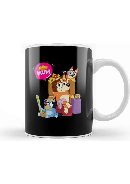Bluey Mom Dad Funny Queen For Family Lover Kupa Bardak Porselen