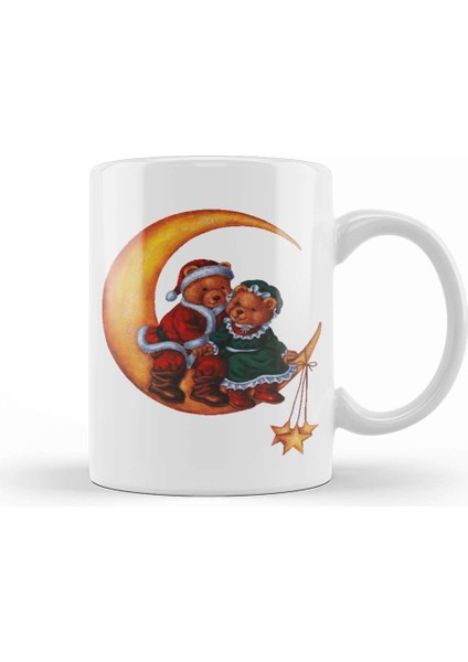 Yılbaşı Yeni Yıl Konseptli Noel Ayıcıklar Kupa Bardak Porselen