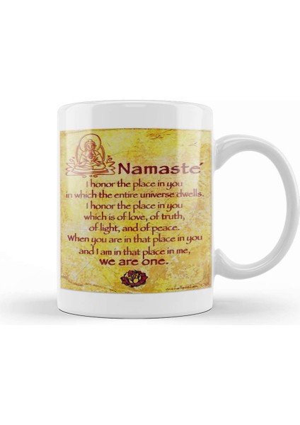 Namaste Yazı Meditasyon 04 Kupa Bardak Porselen