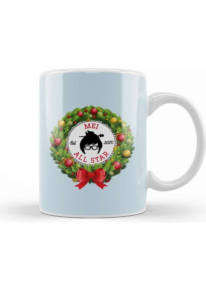 Christmas All Star Overwatch Mei Wreath Kupa Bardak Porselen