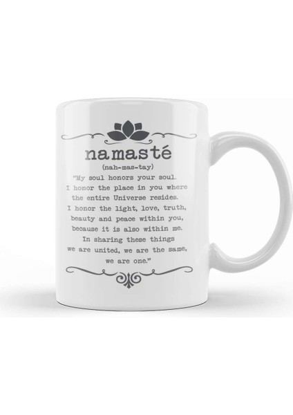 Namaste Yazı Meditasyon 01 Kupa Bardak Porselen