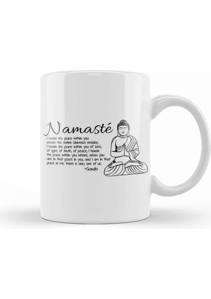 Yoga Namaste Yazı Meditasyon 01 Kupa Bardak Porselen