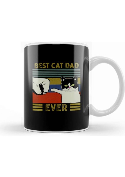 Best Cat Dad Ever Funny Cat Daddy Father Day Vintage 010 Kupa Bardak Porselen