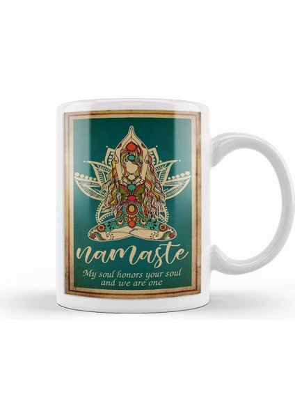 Yoga Namaste Yazı Meditasyon Kupa Bardak Porselen