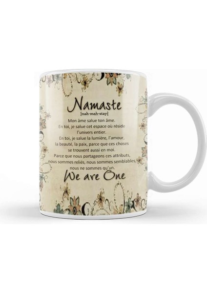 Yoga Namaste Yazı Meditasyon 02 Kupa Bardak Porselen