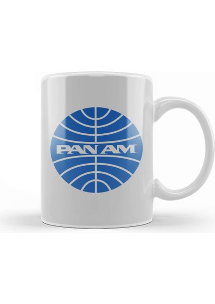 Pan Am Defunct Airline Logo Grey Version 01 Kupa Bardak Porselen