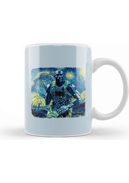 Michael Jordan Van Gogh Style Kupa Bardak Porselen
