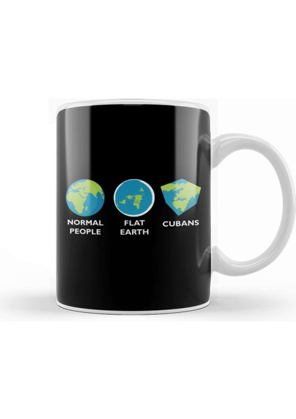 Earth Shapes Normal Flat Cuban Flat Earth Kupa Bardak Porselen
