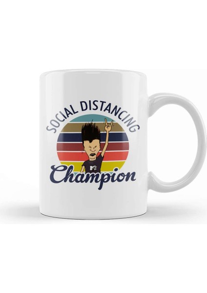 Butt Head Social Distancing Champion Beavis And Butt Head Kupa Bardak Porselen