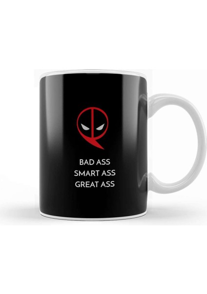 Deadpool Badass Smartass Greatass Funny Joke Deadpool Parody 04 Kupa Bardak Porselen