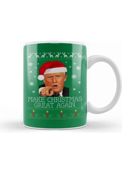 Baskı Dükkanı Make Christmas Great Again Donald Trump Knit Pattern Kupa Bardak Porselen