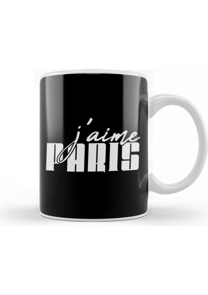 French Slogan J'aime Paris Kupa Bardak Porselen