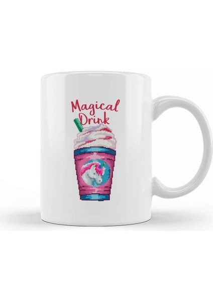 Magical Drink Unicorn Milkshake Pixel Art Kupa Bardak Porselen