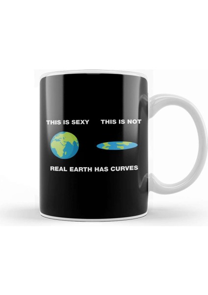 Real Earth Has Curves Flat Earth Kupa Bardak Porselen