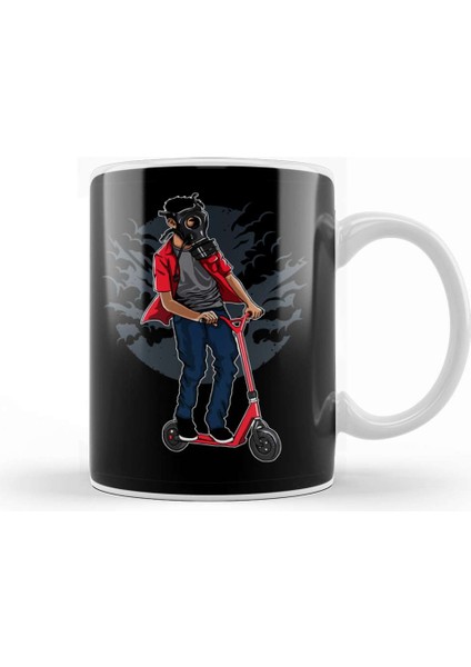 Gas Mask Scooter Rider Kupa Bardak Porselen