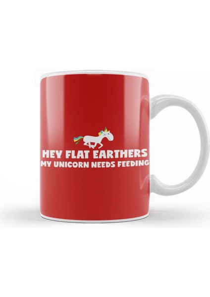 Hey Flat Earthers My Unicorn Needs Feeding Flat Earth Kupa Bardak Porselen