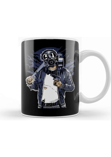 Gangster Gas Mask Bastard Bastard Kupa Bardak Porselen