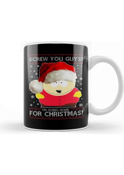 South Park Cartman Screw You Guys Christmas Knit Pattern Kupa Bardak Porselen