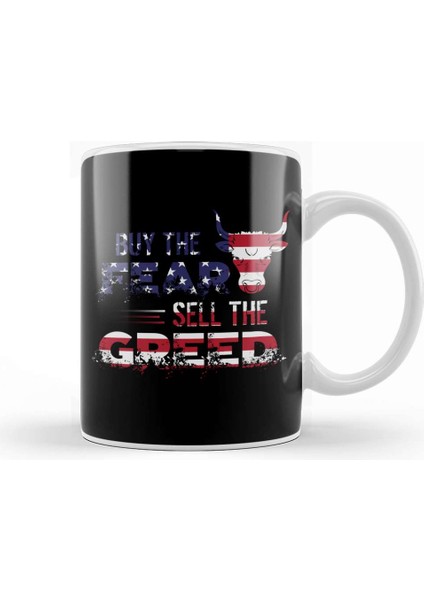 Buy The Fear Sell The Greed Usa Flag Patriotic Kupa Bardak Porselen