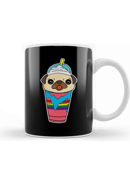 Cute & Funny Pug Puppy Dog In Smoothie Drink Kupa Bardak Porselen