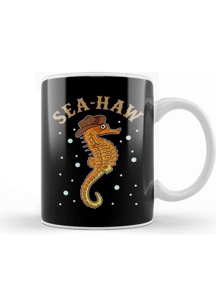 Cute & Funny Sea Haw Hilarious Seahorse Pun Seahaw Kupa Bardak Porselen