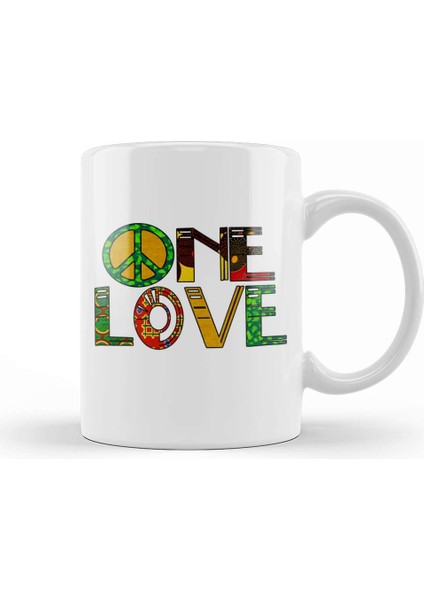Peace Barış Simge One Love Rasta 01 Kupa Bardak Porselen