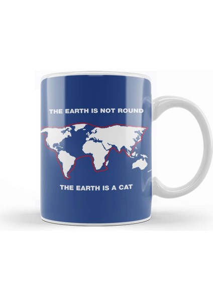 The Earth Is Not Round The Earth Is A Cat Flat Earth Kupa Bardak Porselen