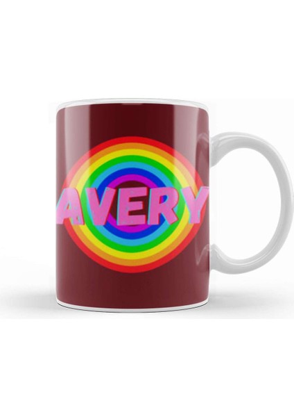 Avery Name Personalized Custom Vintage Retro Rainbow Style Design Gift Baby Gift For Her Kupa Bardak Porselen