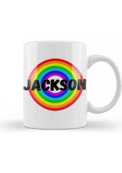 Jackson Name Personalized Custom Vintage Retro Rainbow Design Gift Baby Gift For Him Kupa Bardak Porselen