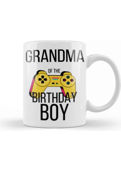 Grandma Of The Birthday Boy Matching Video Game Birthday Kupa Bardak Porselen