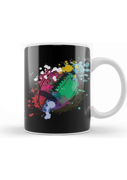 Water Color Rugby Ball Player Gift Rugby Kupa Bardak Porselen