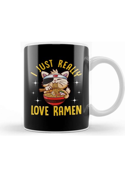 Cute I Just Really Love Ramen Kawaii Anime Cat Kupa Bardak Porselen