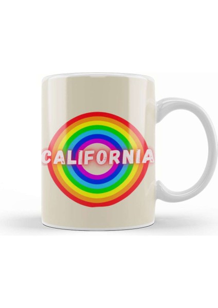 California Vintage Retro Style Art Kupa Bardak Porselen