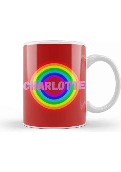 Charlotte Name Personalized Custom Vintage Retro Rainbow Style Design Gift Baby Gift For Her Kupa Bardak Porselen