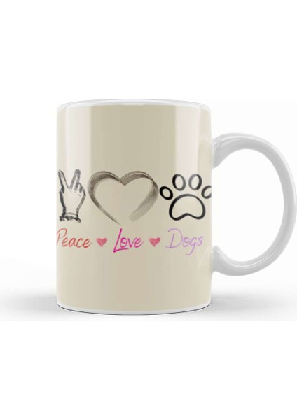 Fashion Peace Love Dogs Funny Summer Female Kupa Bardak Porselen