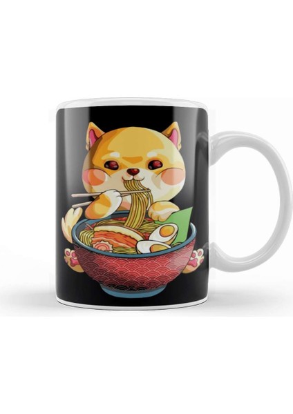 Kawaii Shiba Inu Noodles Cute Anime Dog Ramen Otaku Weeaboo Kupa Bardak Porselen