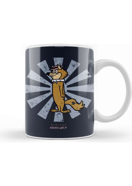 Hokey Wolf Retro Japanese Kupa Bardak Porselen