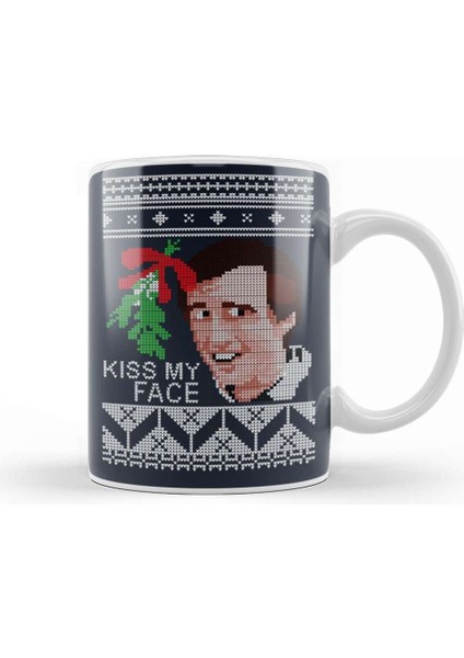 Christmas Alan Partridge Kiss My Face Mistletoe Knit Kupa Bardak Porselen