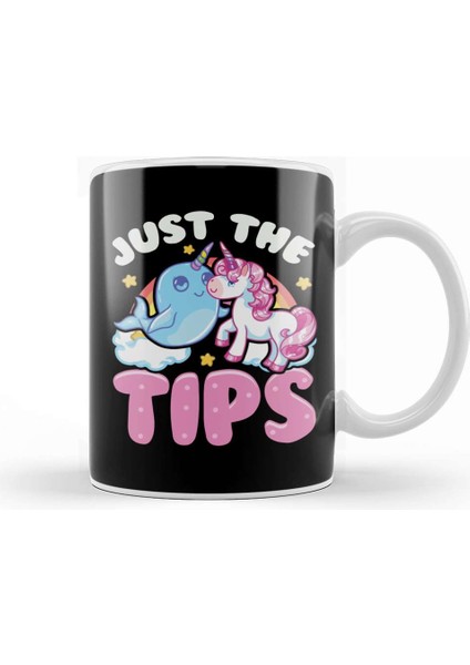 Funny Just The Tips Cute Narwhal Unicorn Pun Kupa Bardak Porselen