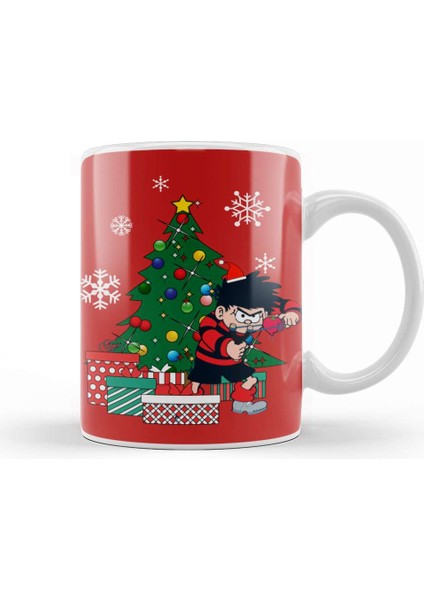Dennis The Menace Around The Christmas Tree Kupa Bardak Porselen