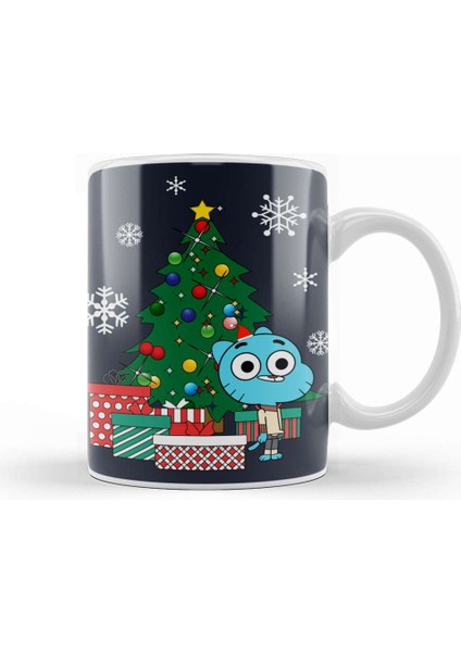 Gumball Watterson Around The Christmas Tree The Amazing World Kupa Bardak Porselen
