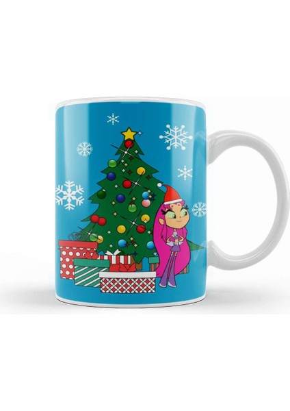 Teen Titans Starfire Around The Christmas Tree Kupa Bardak Porselen
