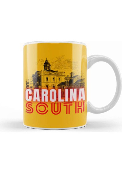 South Carolina State Flag Gift Vintage Retro Rainbow Style Kupa Bardak Porselen
