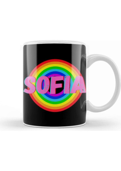 Sofia Name Personalized Custom Vintage Retro Rainbow Style Design Gift Baby Gift For Her Kupa Bardak Porselen