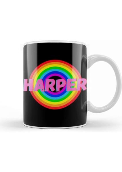 Harper Name Personalized Custom Vintage Retro Rainbow Style Design Gift Baby Gift For Her Kupa Bardak Porselen