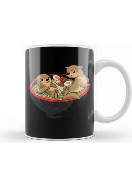 Kawaii Otter Japanese Ramen Noodles Soup Otter Lover Kupa Bardak Porselen