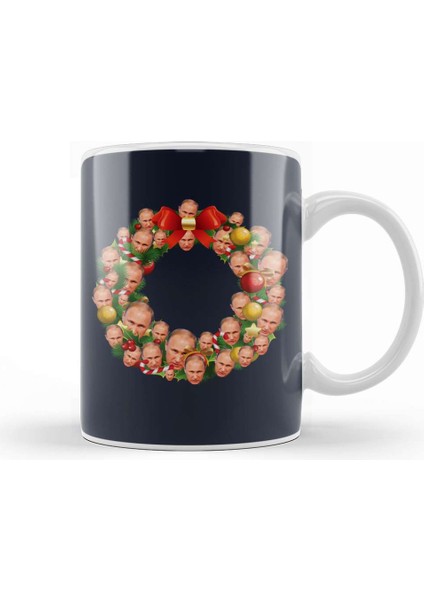 Vladimir Putin Multiface Christmas Wreath Kupa Bardak Porselen