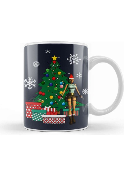 Lara Croft Around The Christmas Tree Kupa Bardak Porselen