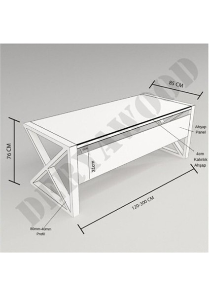 Silver Ahşap Çalışma Masası 140X85X76 Cm-Ön Ahşap-Antrasit Renk Ayak