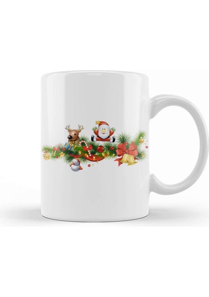 Merry Christmas Yılbaşı Yeni Yıl Konseptli 04 Kupa Bardak Porselen